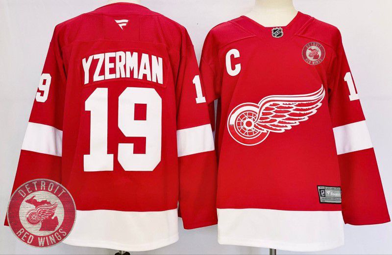 Men Detroit Red Wings #19 Yzerman Red Fanatics 2025 NHL Jersey style 4